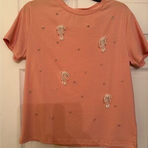 Peach Embellished Women's Top
